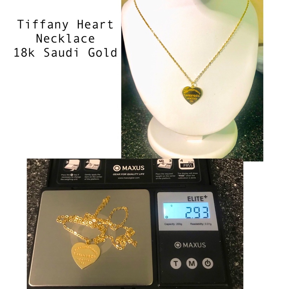 COPY - Tiffany Necklace with Heart Pendant -18k Saudi gold